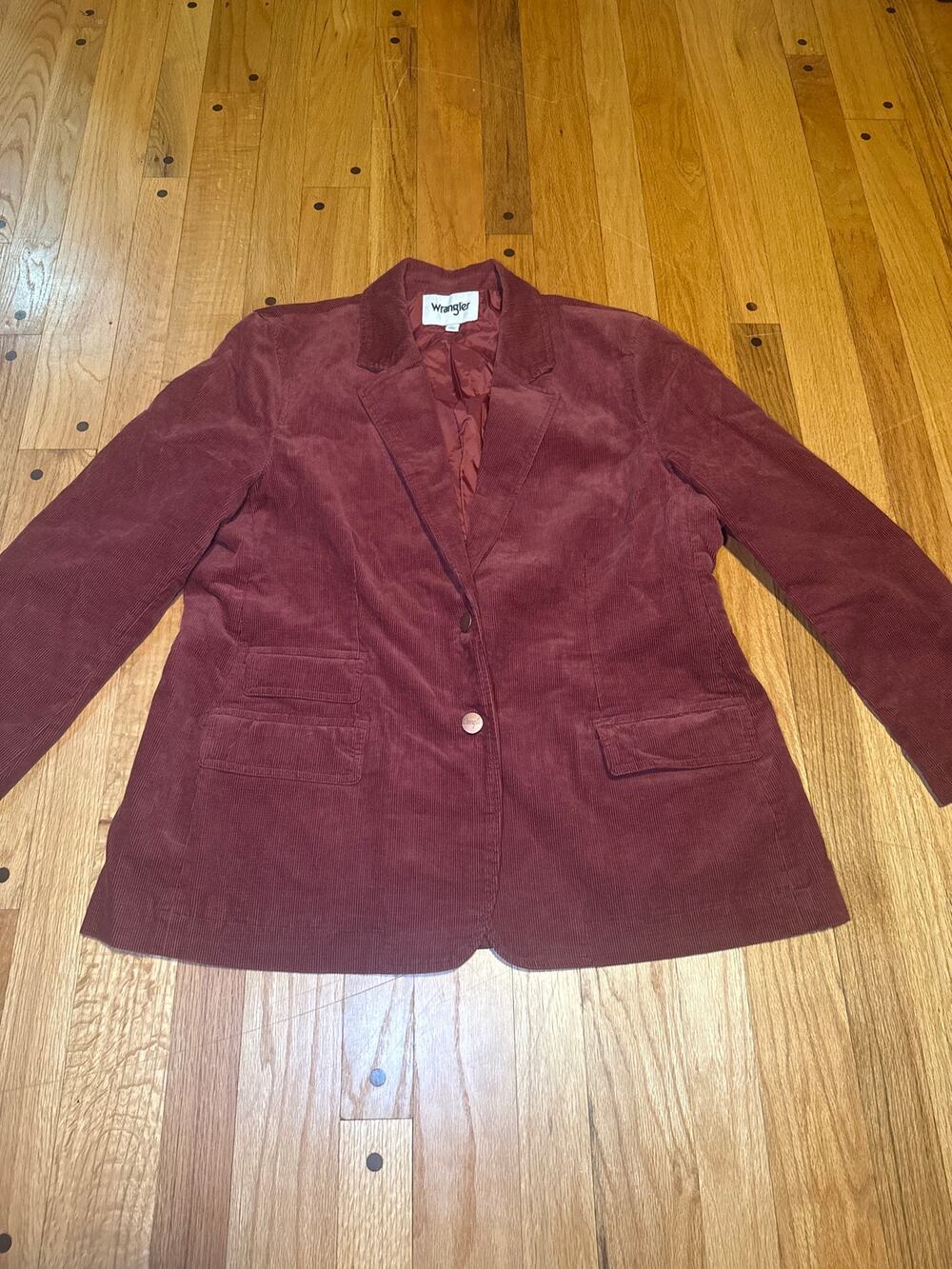 Wrangler Womens XL Corduroy Blazer Jacket Rust Burgundy Western Cotton